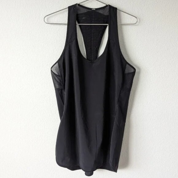 Lululemon Ruched Mesh Reflective Racerback Tank Black size 4 - Picture 2 of 4